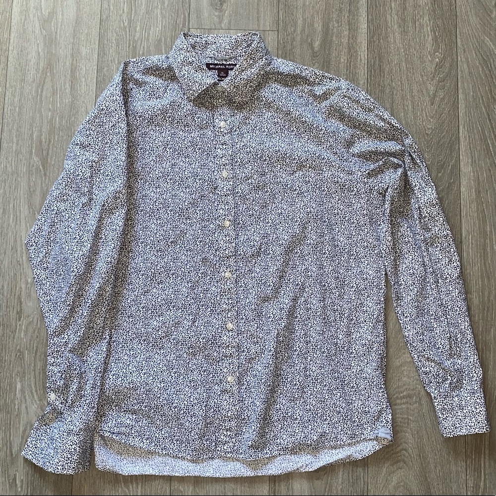 Michael Kors White & Black Slim fit button down | Size: XL
